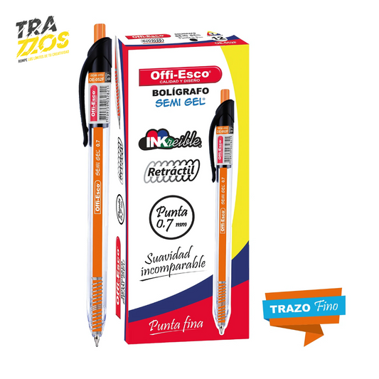 Esfero Offi-Esco 052 Retráctil Semigel 0.7 x12