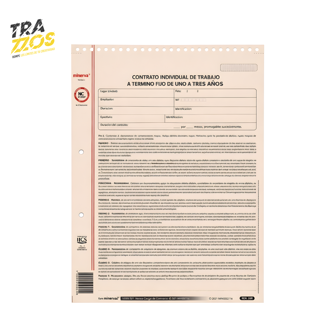 Contrato a Término Indefinido de 1 a 3 Años Minerva 10-09 x12Uds
