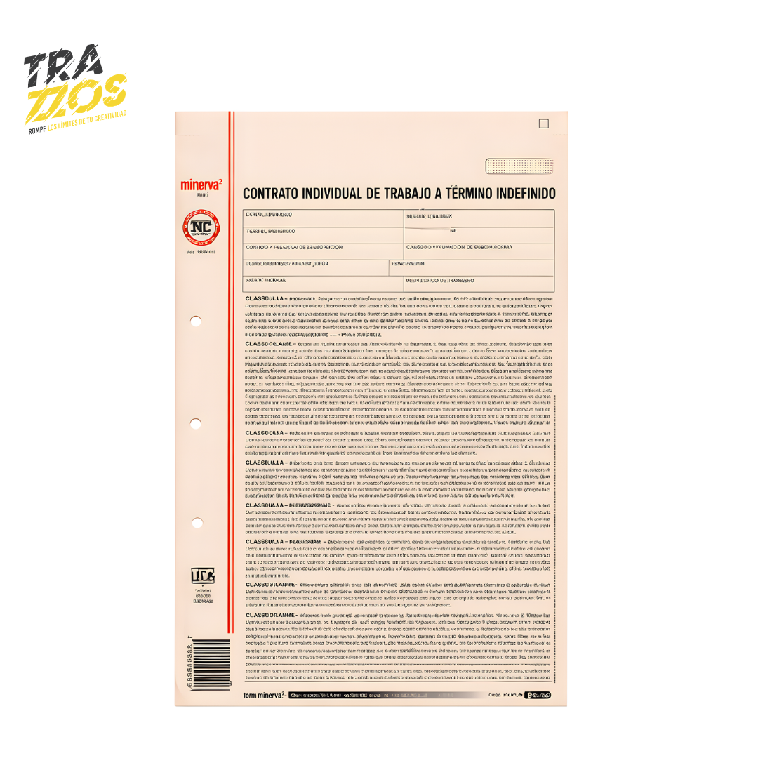 Contrato de Trabajo Indefinido Minerva 10-01 x12Uds
