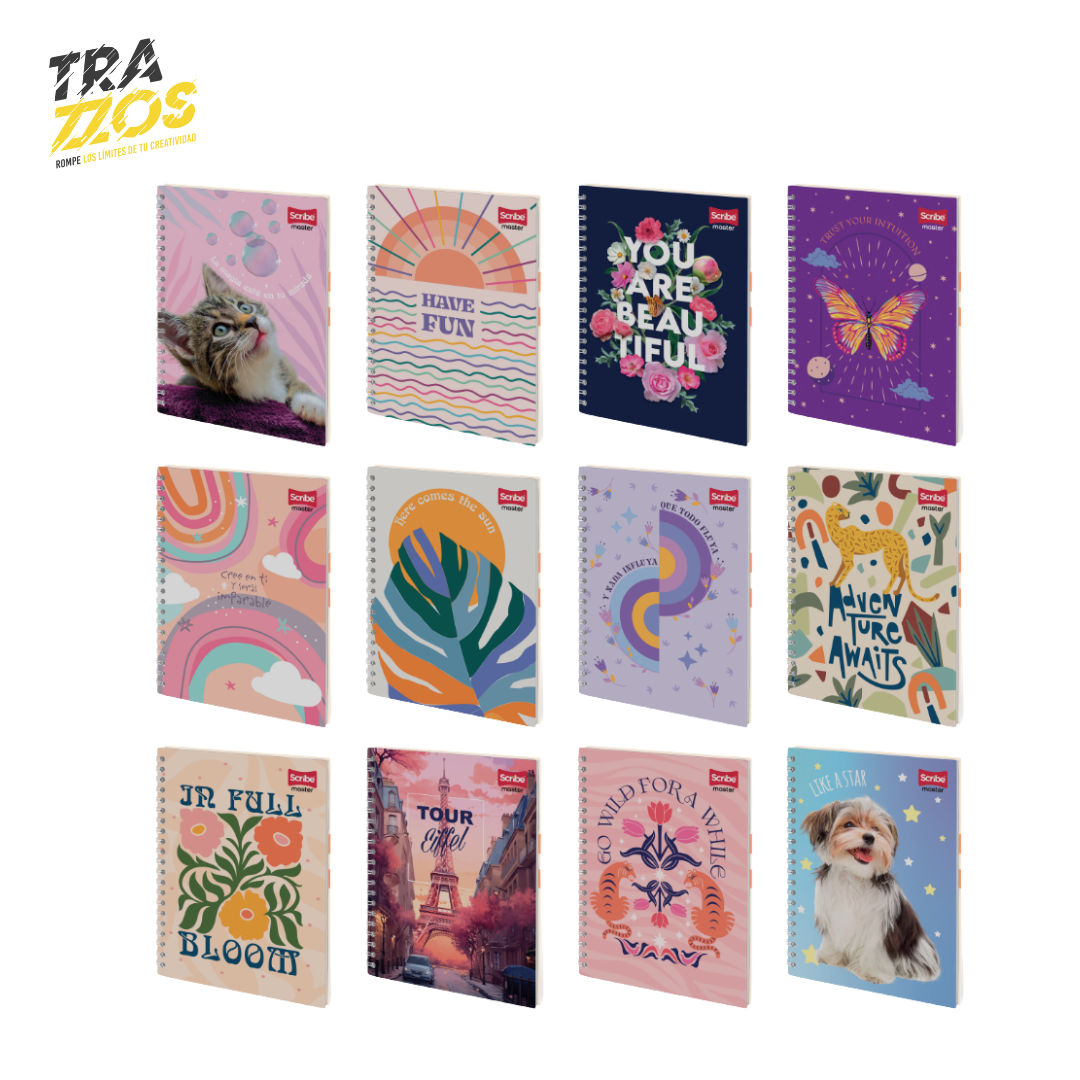 Cuaderno Master Argollado Pasta Dura Femenino Cuadros