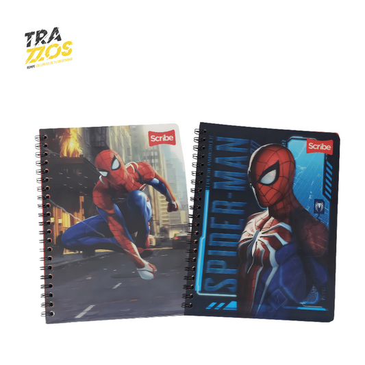 Cuaderno Argollado Grande con Pasta con diseños de Spiderman en colores azul y rojo