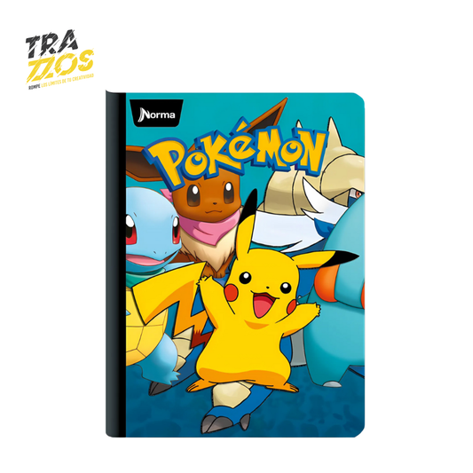 Cuadernos escolares cosidos con portada de Pikachu Pokémon con portadas de Pikachu y sus amigos en colore verde