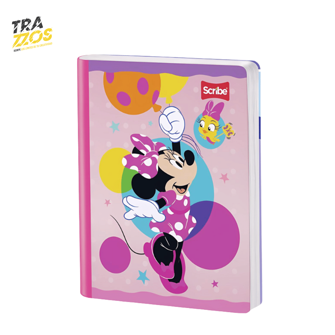 Cuaderno cosido Scribe con portada de rosada con diseño de minnie