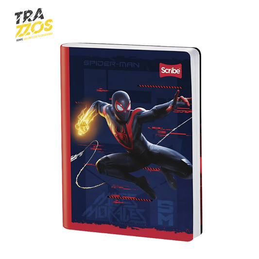 Cuadernos Cosido Sfcribe con diseño de Spiderman en tono azul oscuro con lomo rojo