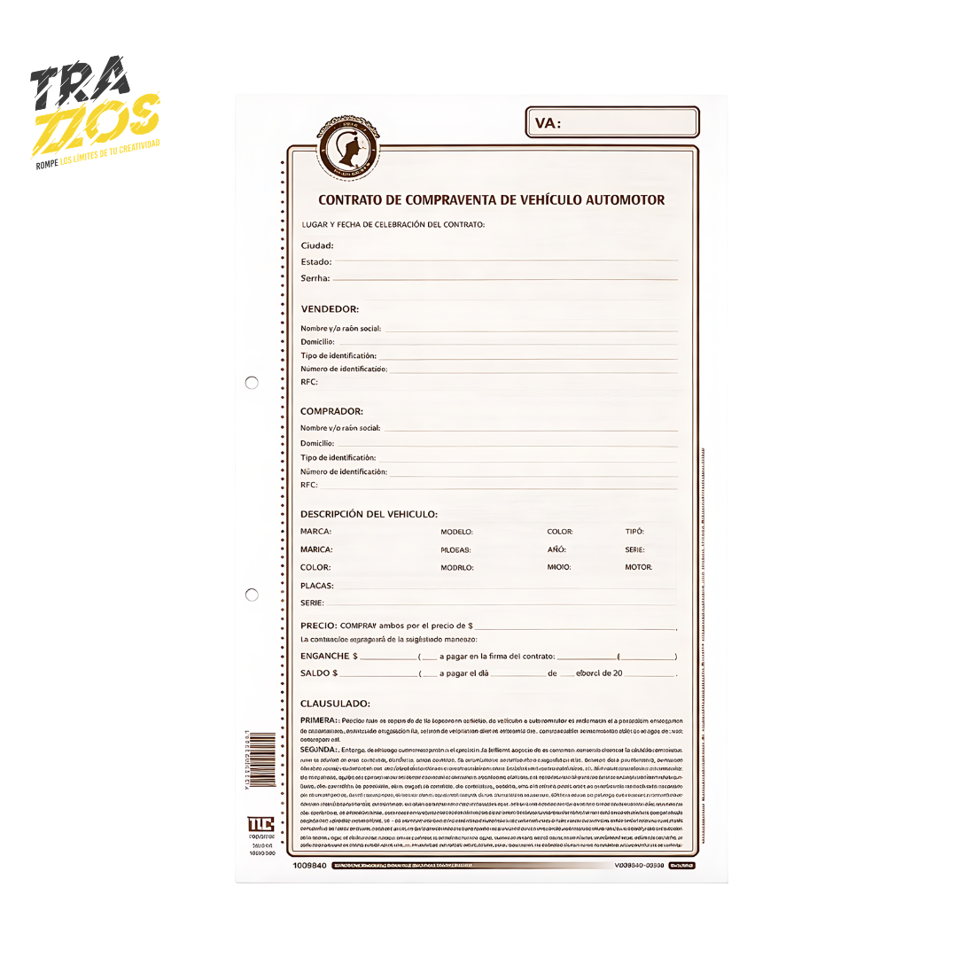 Contrato de Compraventa de Vehículo Minerva 55-08 x12