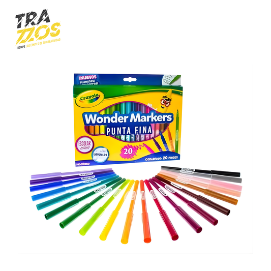 Plumon Punta Fina Crayola X20 Wonder Markers