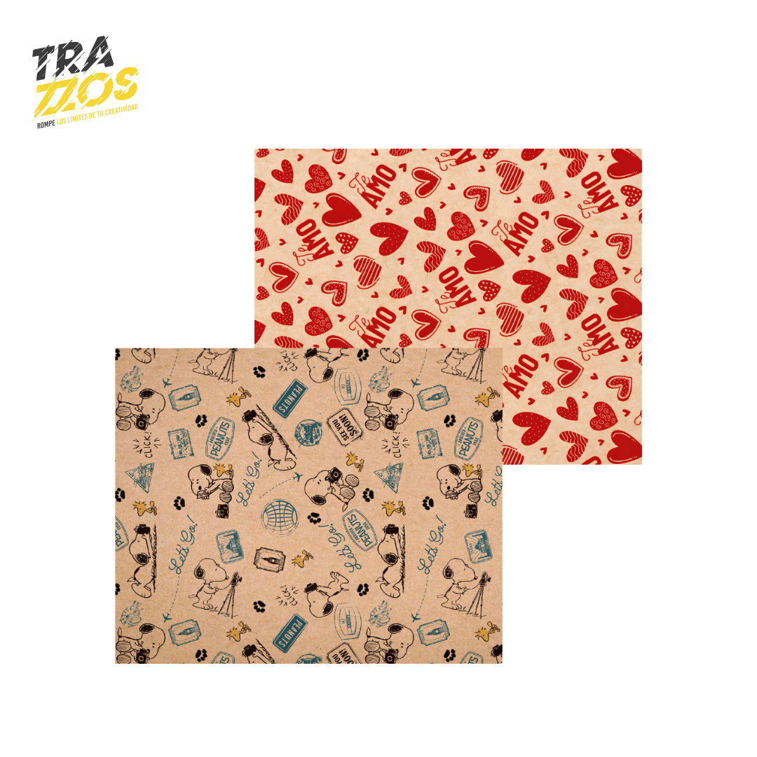 Papel de Regalo Primavera Kraft Estampado 1/2 pliego