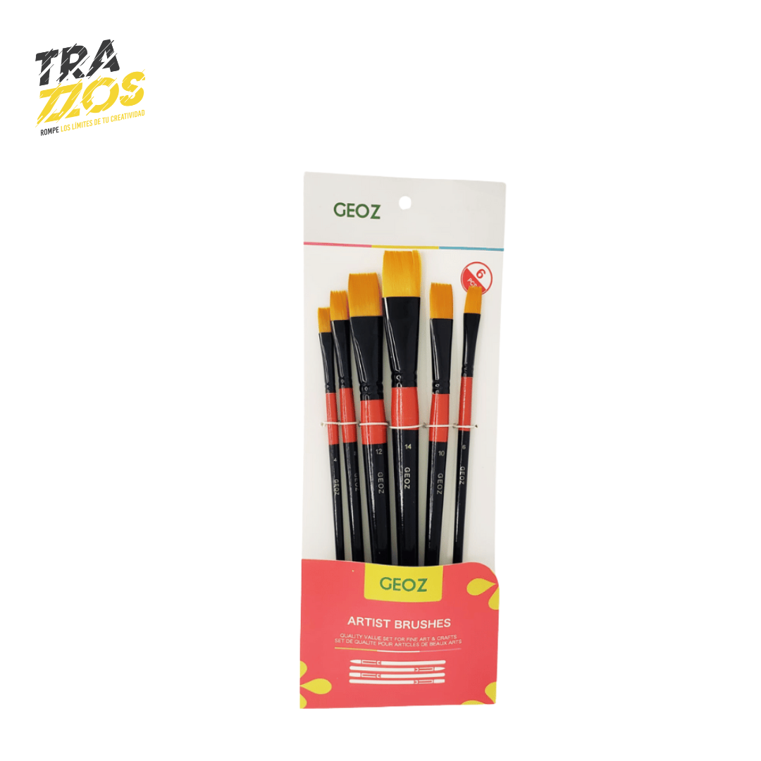 Set de 6 Pinceles Planos GO-0112