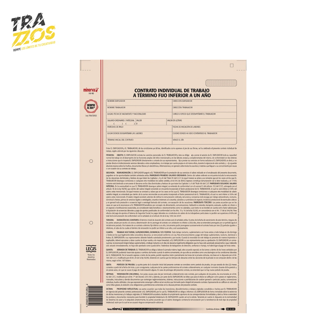 Minerva 10-10 Contrato Fijo Inferior a 1 Año x12
