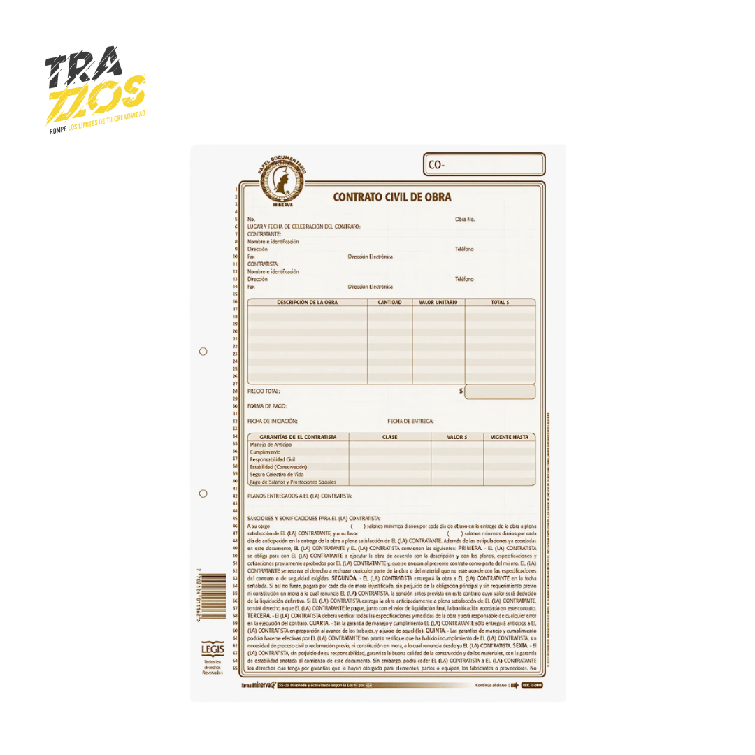 Minerva 55-09 Contrato Civil de Obra Pequeño X12