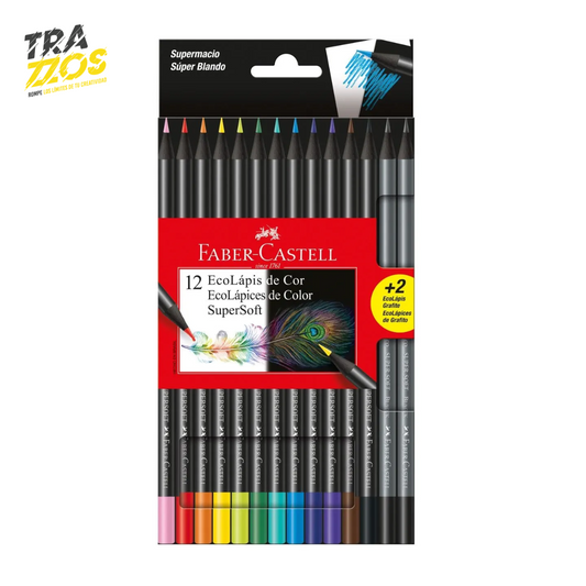 Colores Faber Castell SuperSoft X12colores + 2 Lápices