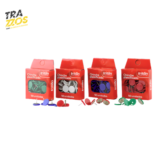 Chinche Plastificado Triton Unicolor Caja X50