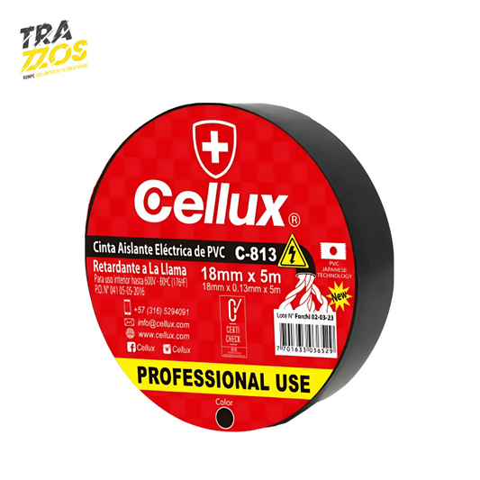 Cinta Aislante Cellux 18×5 Negra x10