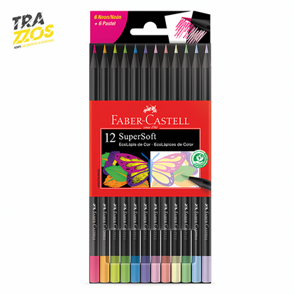Color SuperSoft Faber-Castell x12 (6 Neón + 6 Pastel)