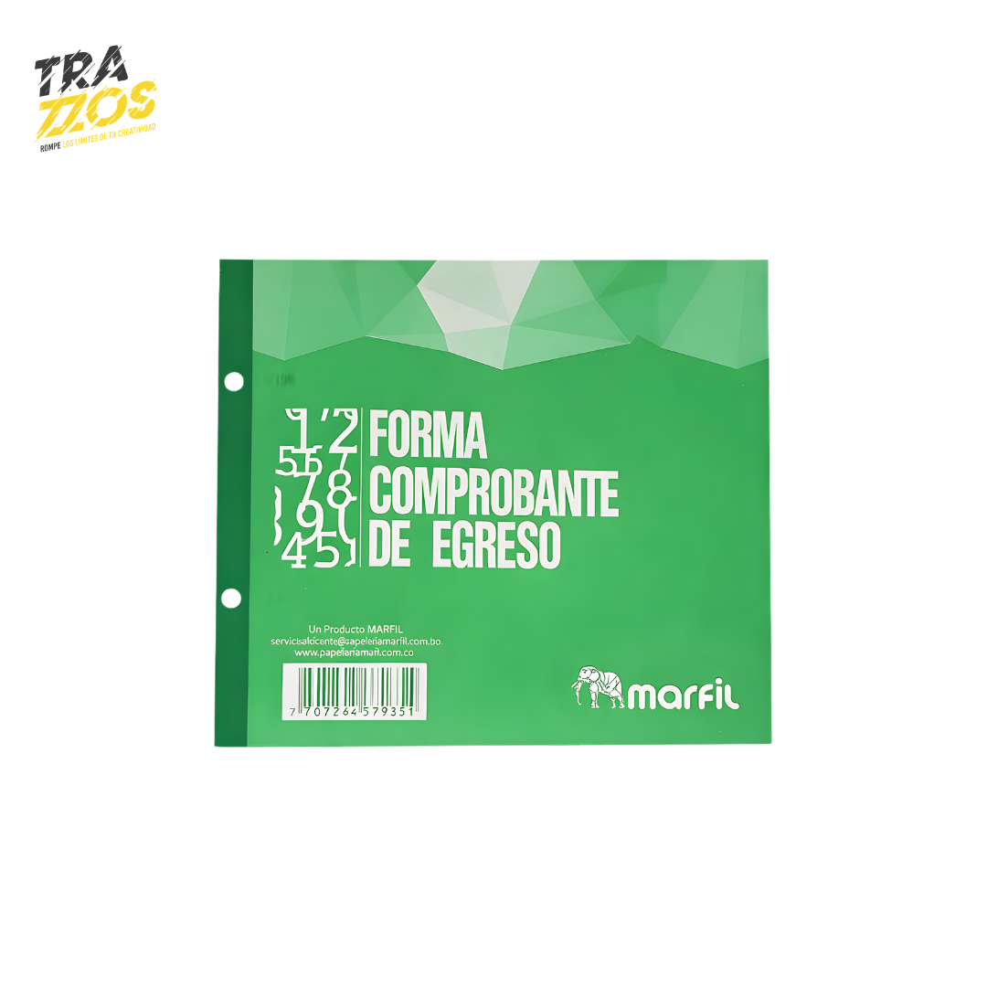 Talonario Comprobante de Egreso Efectivo Marfil