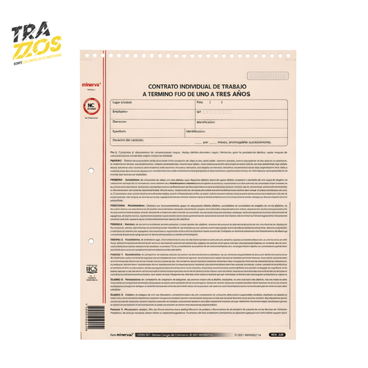 Contrato a Término Indefinido de 1 a 3 Años Minerva 10-09 x12Uds