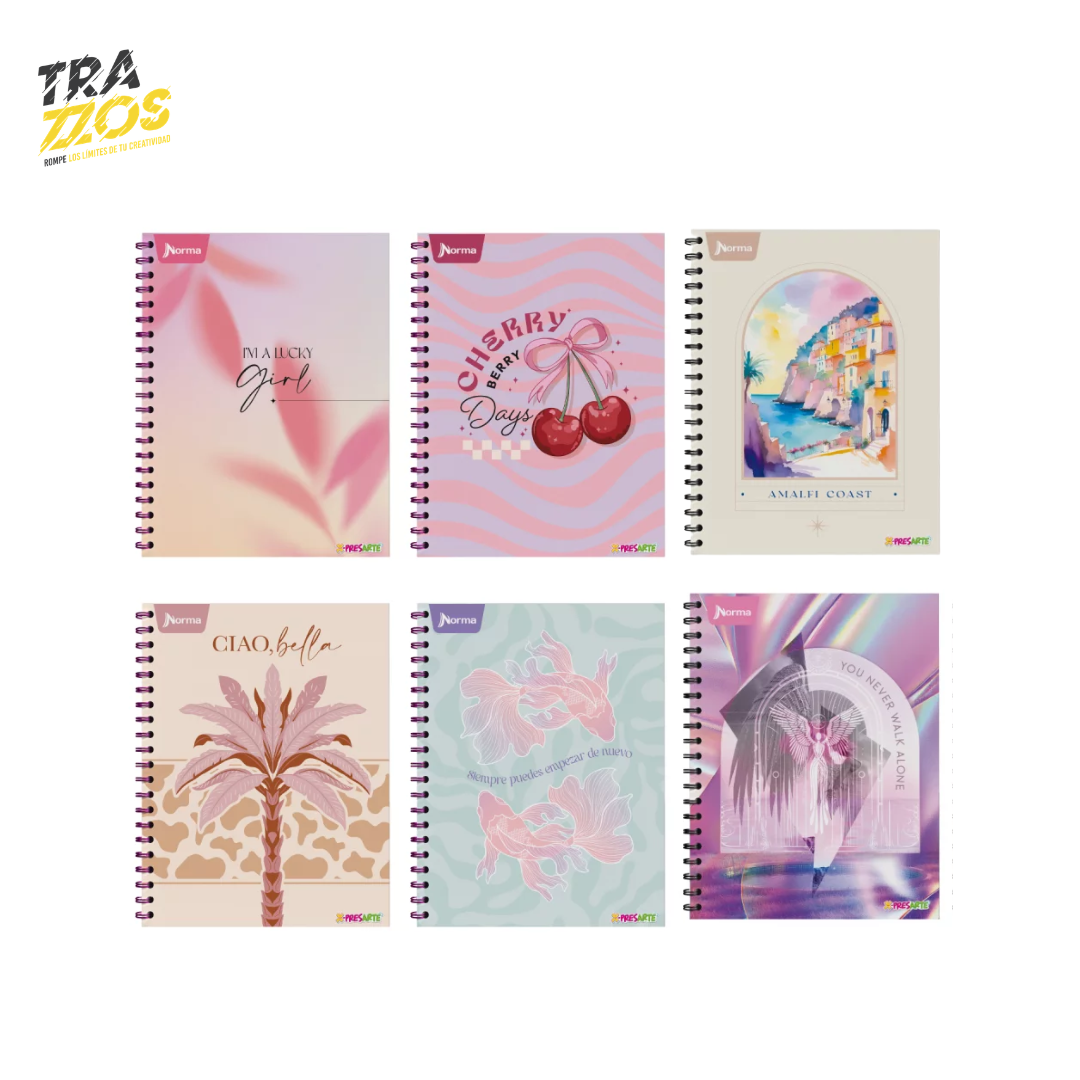 Cuaderno argollado grande multimateria con tapa dura y diseños juveniles con frases motivacional para mujer
