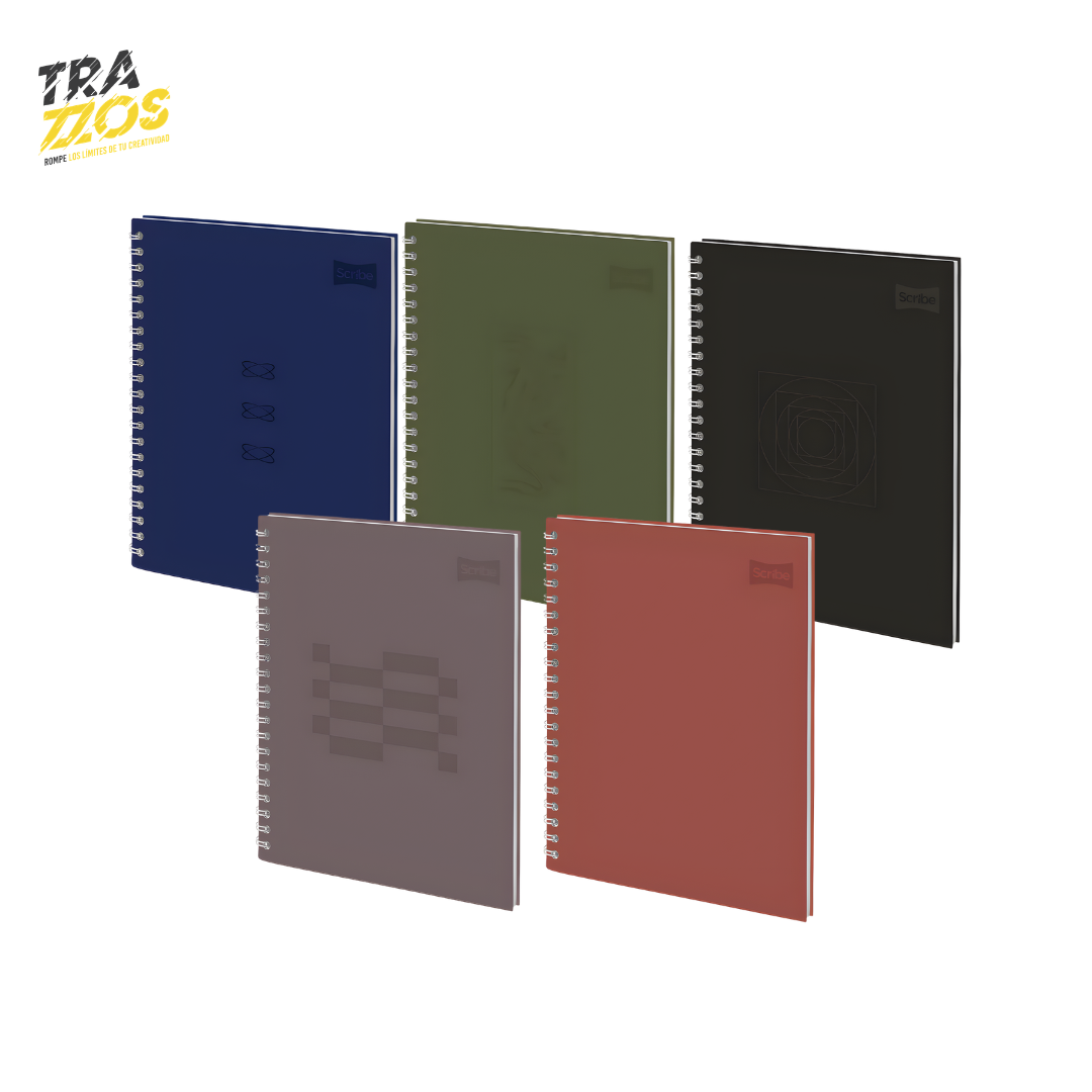 Cuaderno Argollado Grande con Pasta Dura  en color verde, salmón, Negro y Azul 