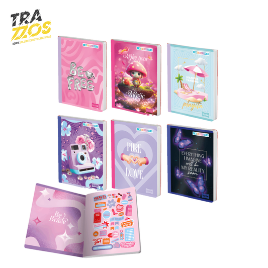 Cuadernos cosidos Incolors con portadas en colores pastel y diseños creativos, incluyen hoja de stickers