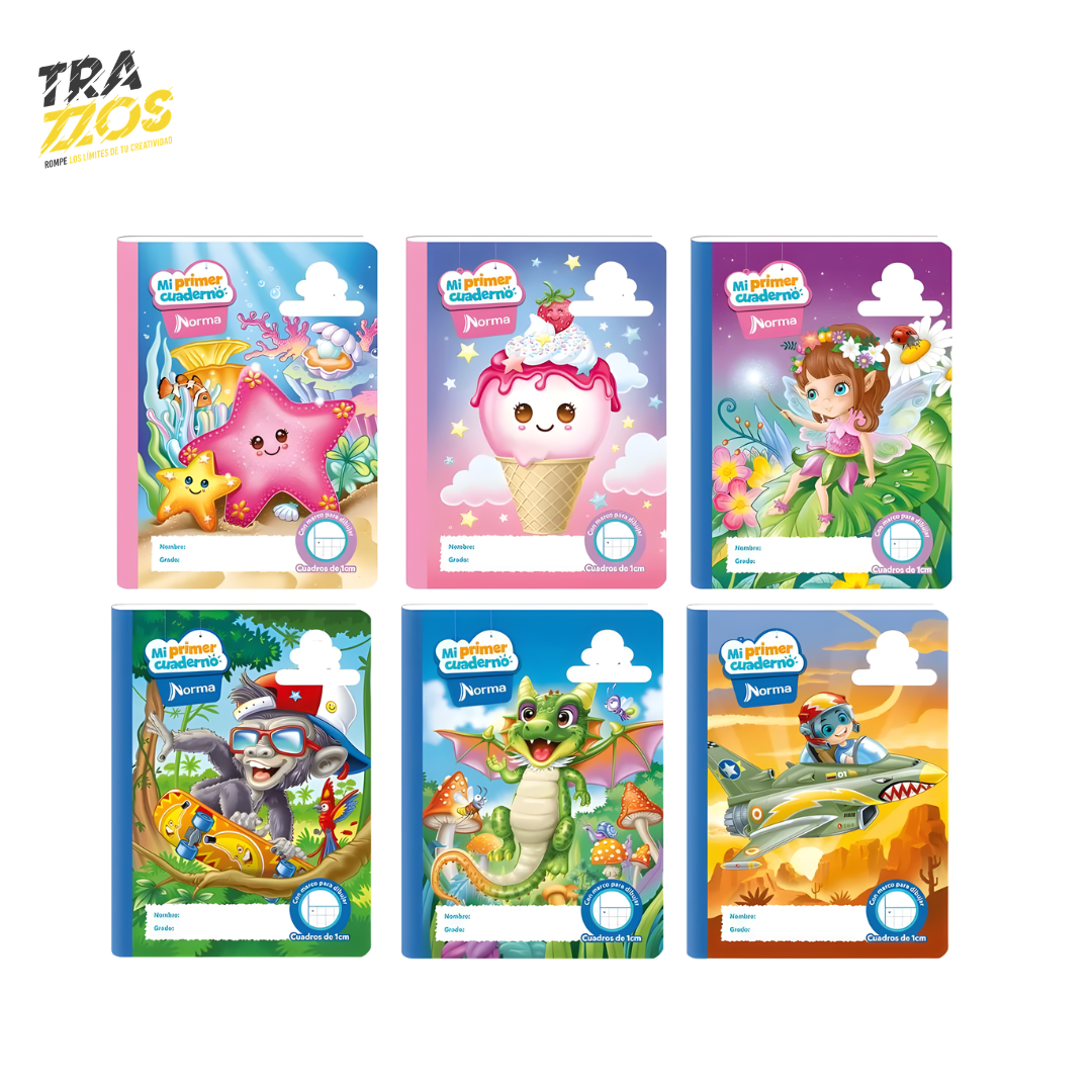 Cuadernos cosidos con diseños infantiles de animales carros y hadas para niños y niñas 