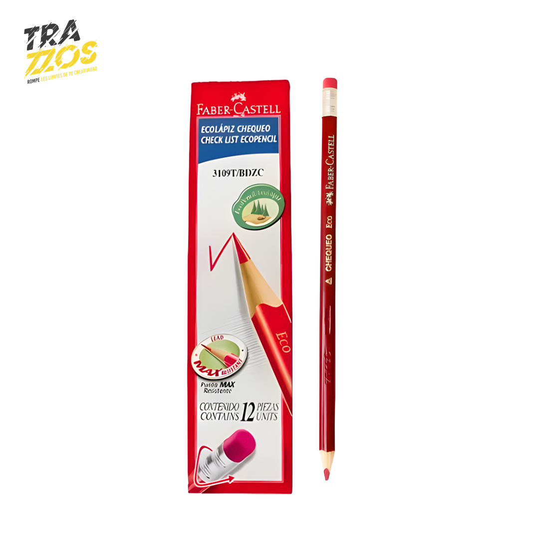 Lápiz Rojo Faber-Castell  Chequeo x12