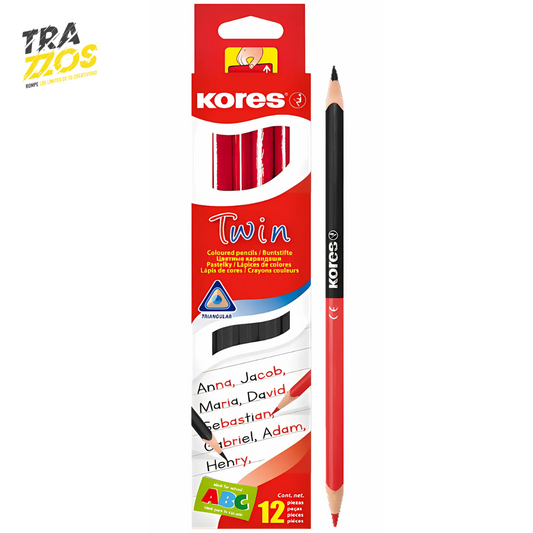 Lápiz Kores Twin Triangular x12