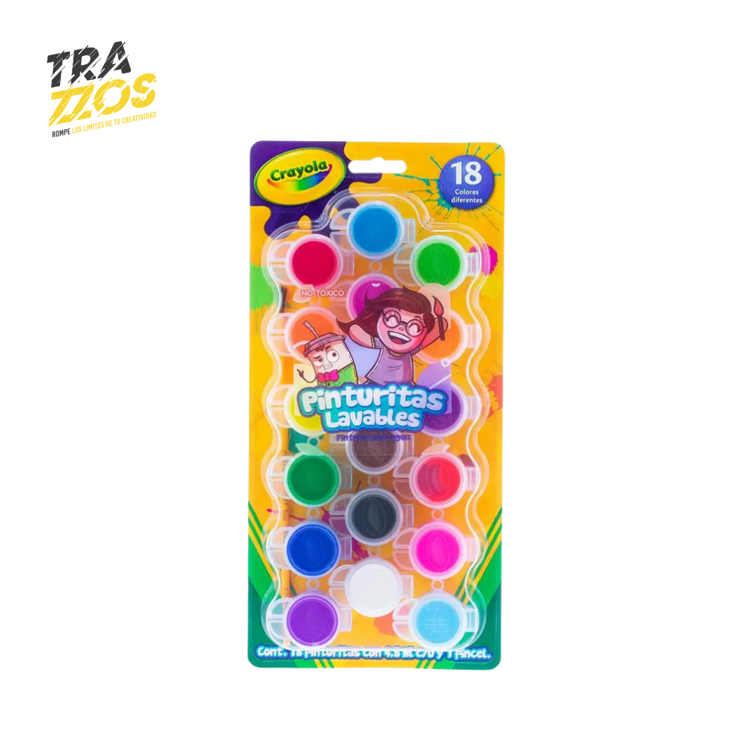 Set de 18 Pinturitas Lavables Crayola con Pincel