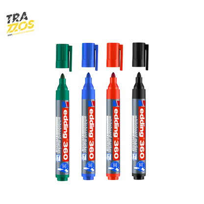 Marcador borrable 360 con cuerpo metalizado y tapa de color Negro, Rojo, azul ó verde. 