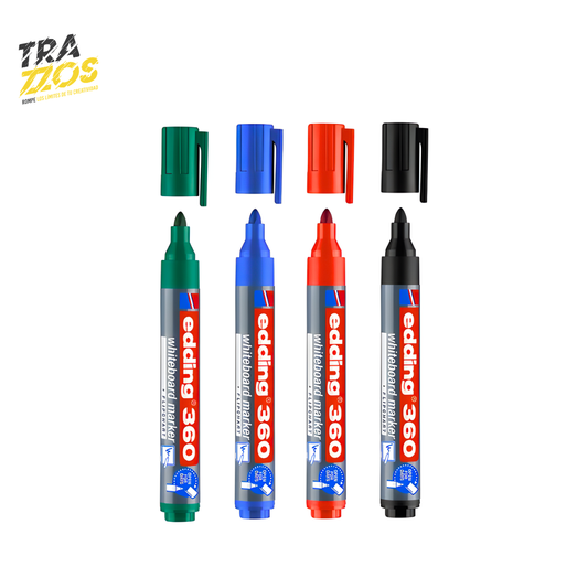 Marcador borrable 360 con cuerpo metalizado y tapa de color Negro, Rojo, azul ó verde. 