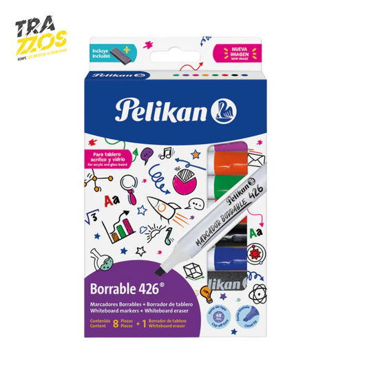 Marcador Pelikan 426 Borrable x8 + Borrador