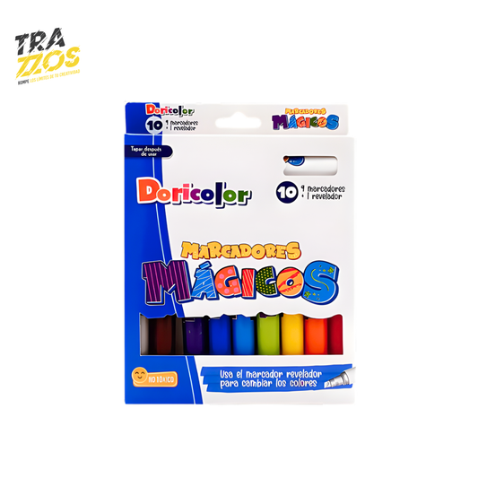 Caja de marcadores Doricolor mágicos blanca y  azul 