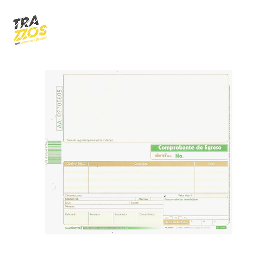 Minerva 20-06 Comprobante de Egreso Cheque x100
