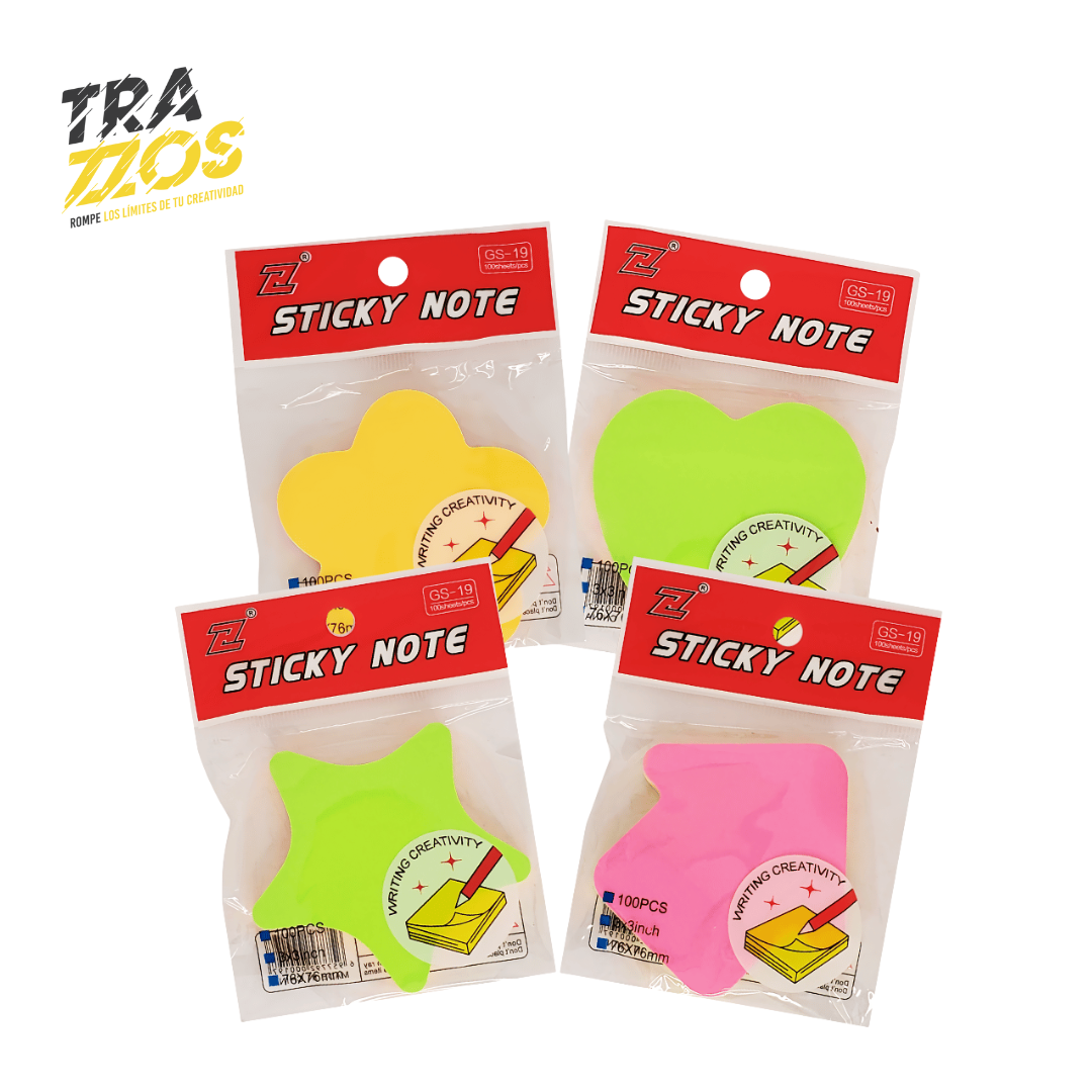 Nota Adhesiva Figuras Multicolor X100