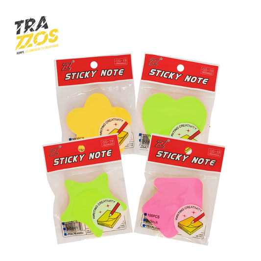 Nota Adhesiva Figuras Multicolor X100
