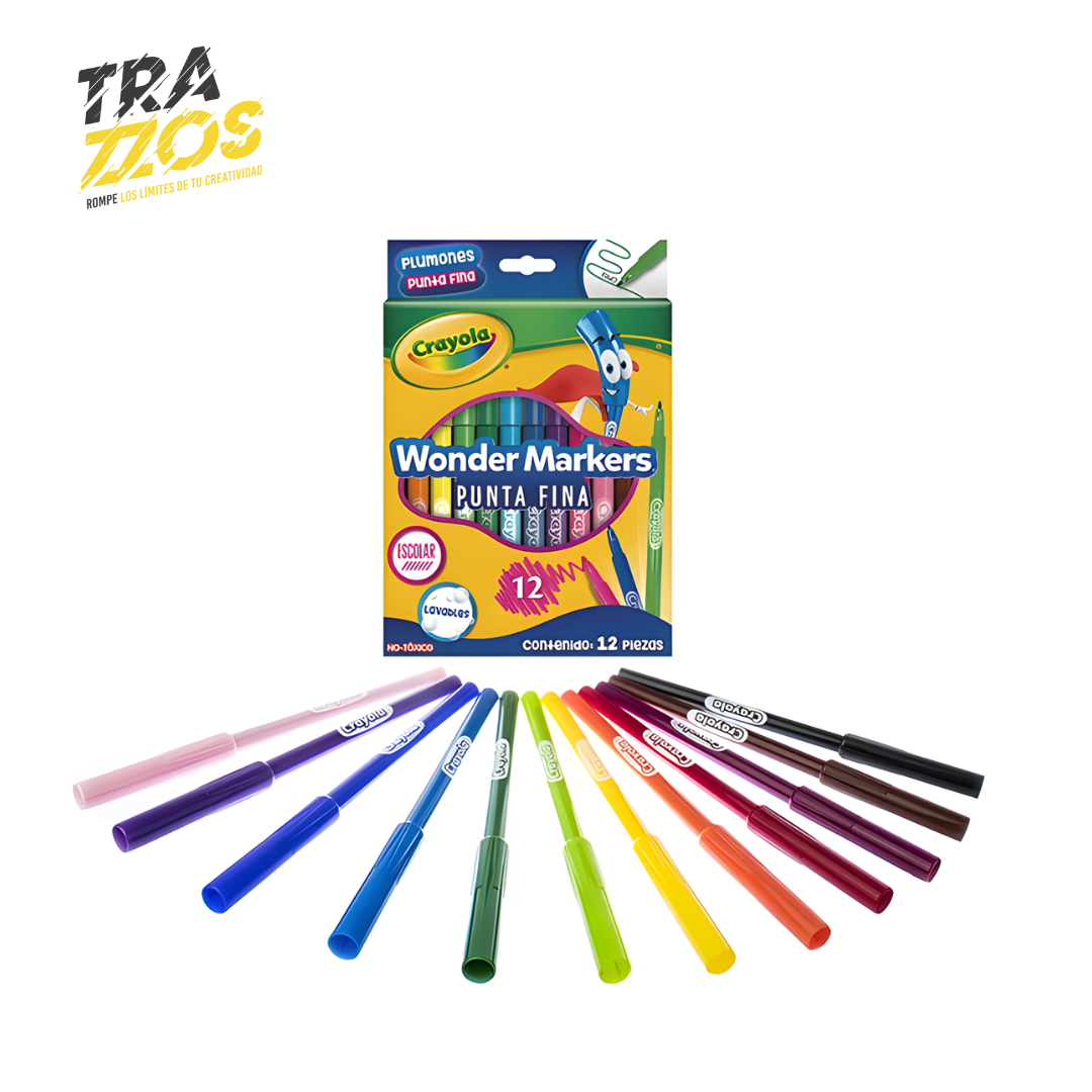 Plumon Crayola Punta Fina X12 Wonder Markers