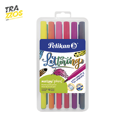 Plumones Punta Pincel Pelikan x12