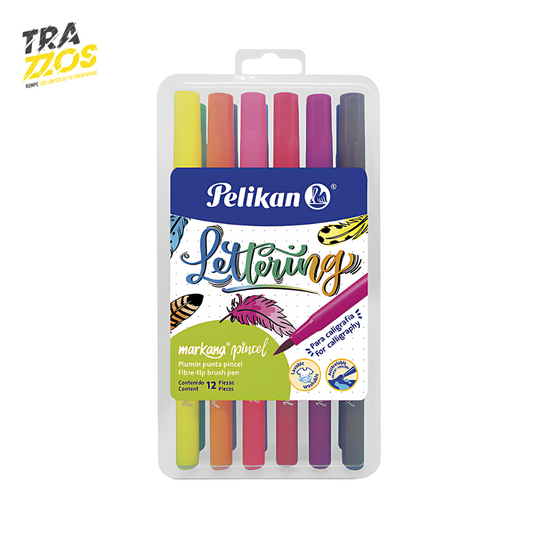 Plumones Pelikan Punta Pincel x12