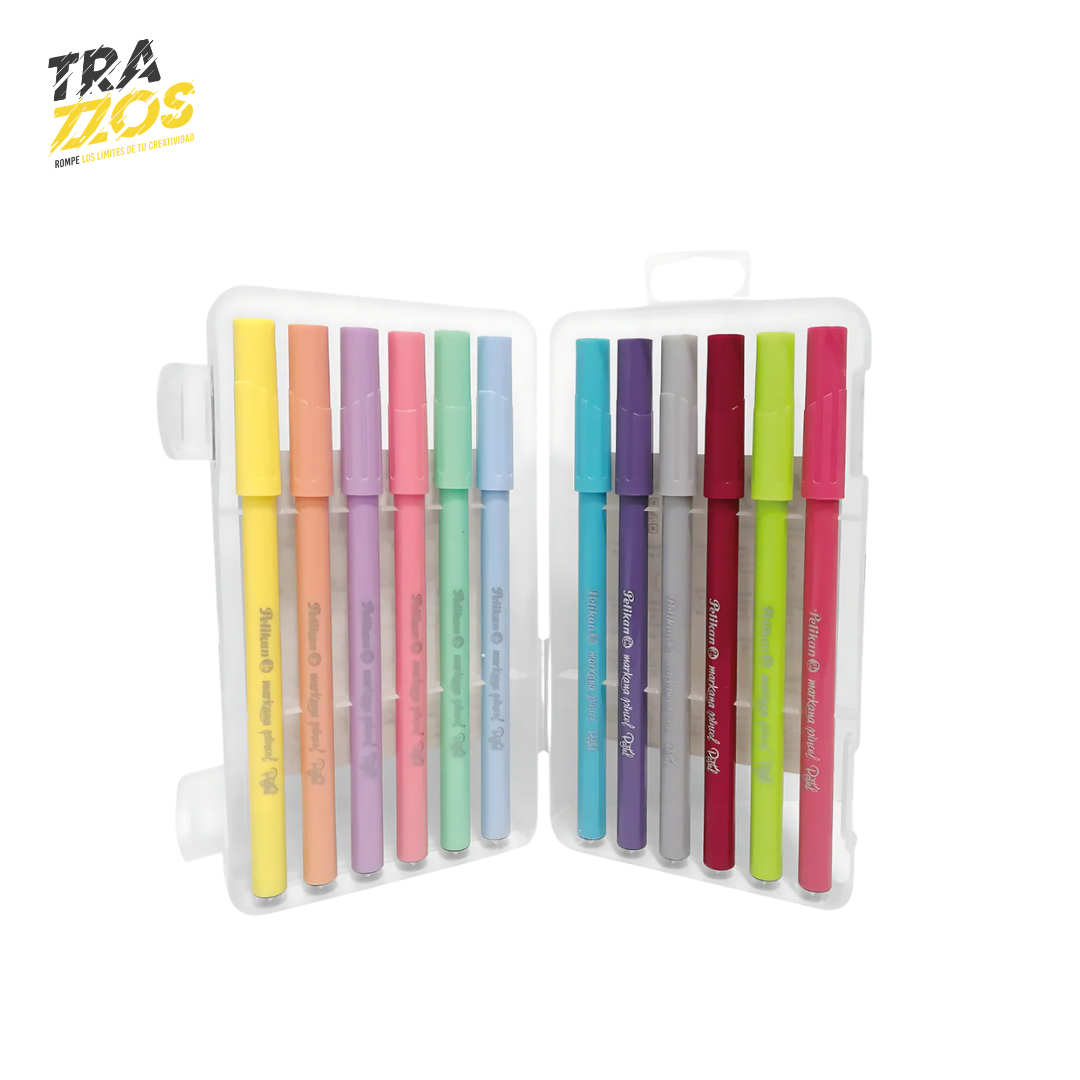Plumones Punta Pincel Pastel Pelikan x12