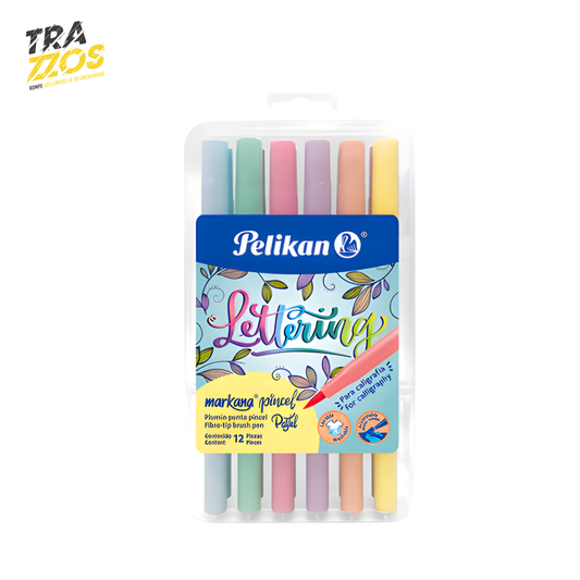 Plumones Punta Pincel Pastel Pelikan x12