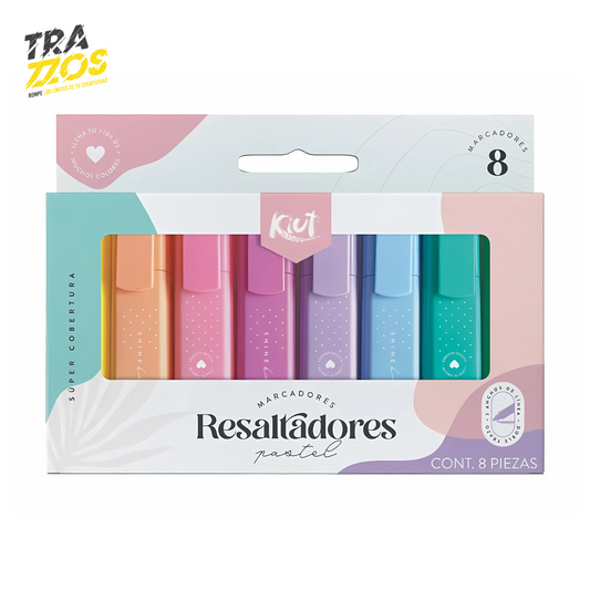 Resaltador Kiut x8 pastel