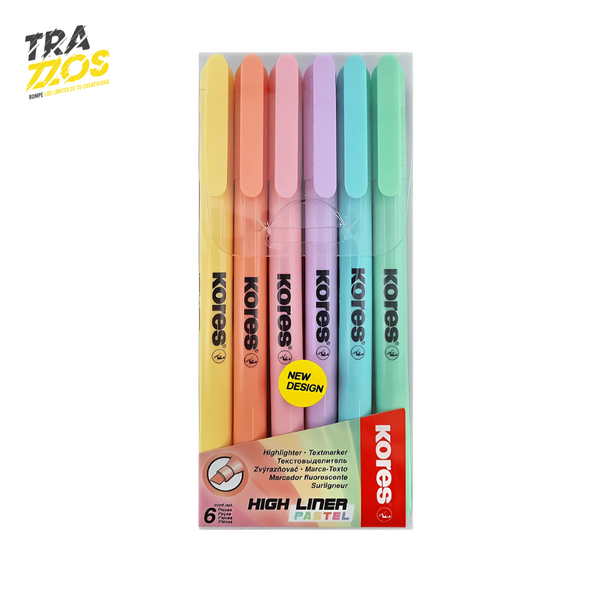 Resaltadores Kores Delgados x6 Pastel