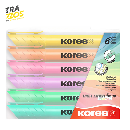 Resaltadores Kores Pastel Gruesos x6