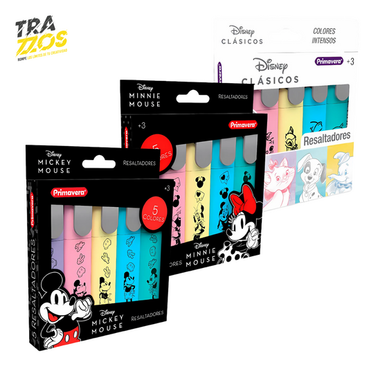 Resaltadores Primavera Mickey / Minnie / Disney x5