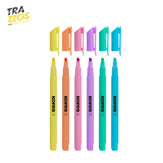 Resaltadores Kores Delgados x6 Pastel