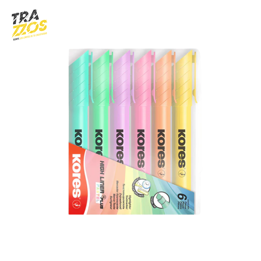 Resaltadores Kores Gruesos x6 Pastel