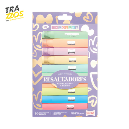 Set de 10 Resaltadores incolors Pastel