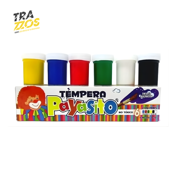 Tempera Payasito x6 con Paleta y Pincel