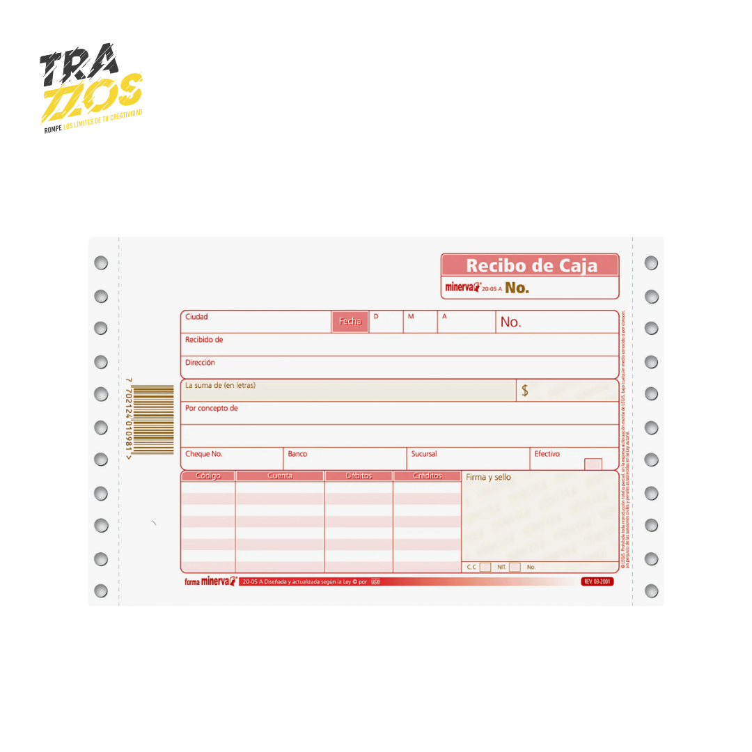 Minerva 20-05A Recibo de Caja Autocopiante