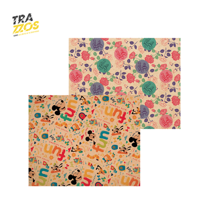 Medio Pliego Papel de Regalo Primavera Kraft Estampado