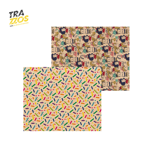 Papel de Regalo Primavera Kraft Estampado 1/2 pliego